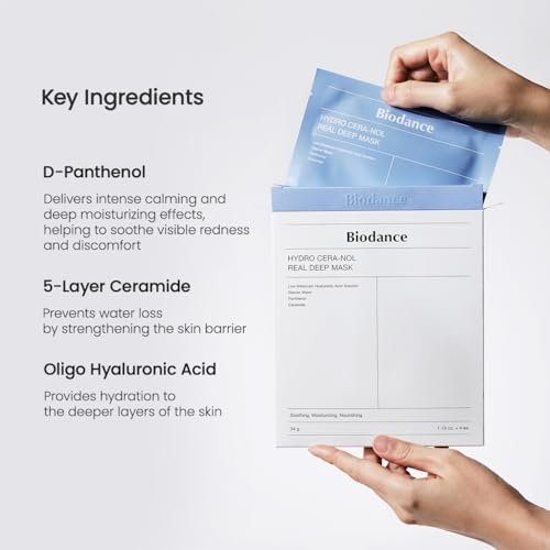 BIODANCE Hydro Cera-nol Real Deep Mask, Overnight Hydrogel Mask, Hydrating Facial Mask For Sensitive Skin, Redness Reducing & Quick Soothing Effect, 1.19oz(34g) x 4ea
