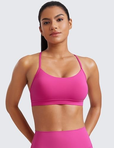 CRZ YOGA Butterluxe Womens Y Back Sports Bra - Padded Racerback Low Impact Spaghetti Thin Strap Workout Yoga Top