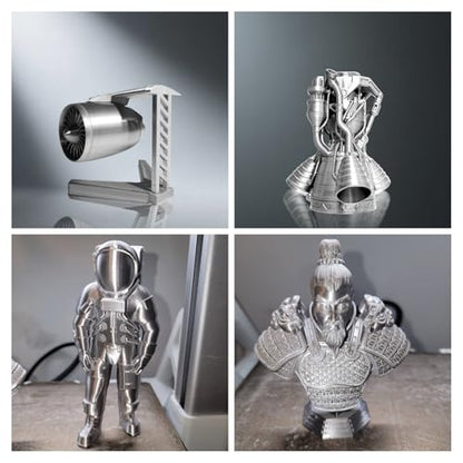 Geeetech Silk PLA Filament 1.75mm for 3D Printer, Metal-Like Shiny Consumable 1kg (2.2lbs) 1 Spool, Dimensional Accuracy +/- 0.02 mm,Metallic Silver