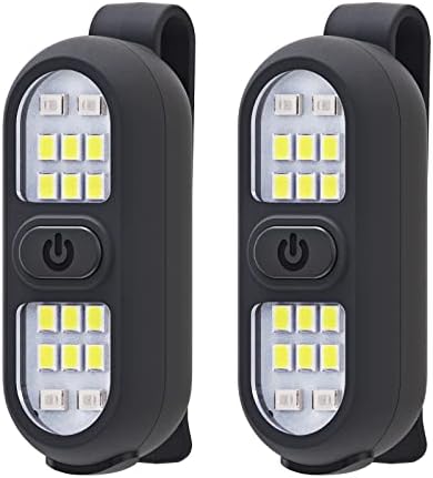 2 Pack Clip on Flashlights, Running Light for Runners Rechargeable Safety Lights for Walking at Night Hands Free Flashlight Portable LED Work Light Warning Flashing Camping Hiking Walking Dog Black