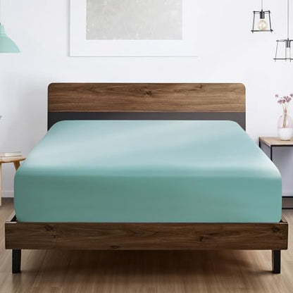 FreshCulture King Fitted Sheet Only - Hotel Quality Ultra Soft & Breathable Brushed Microfiber Fitted Sheet with 21 Inch Deep Pockets - Fits King Size Bed (Spa Blue)