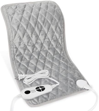Weighted Heating Pad-Electric Heating Pads for Back,Neck,Abdomen,Moist Heated Pad for Shoulder,Knee,Hot Pad for Arms and Legs,Dry&Moist Heat & Auto Shut Off(Weighted Silver,12''×24'')