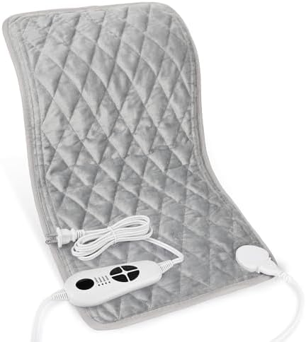 Weighted Heating Pad-Electric Heating Pads for Back,Neck,Abdomen,Moist Heated Pad for Shoulder,Knee,Hot Pad for Arms and Legs,Dry&Moist Heat & Auto Shut Off(Weighted Silver,12''×24'')