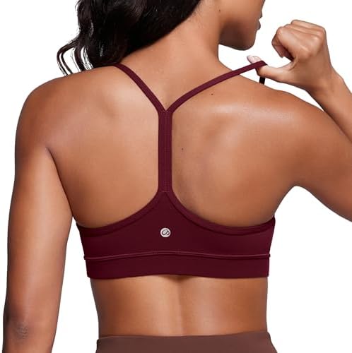 CRZ YOGA Butterluxe Womens Y Back Sports Bra - Padded Racerback Low Impact Spaghetti Thin Strap Workout Yoga Top
