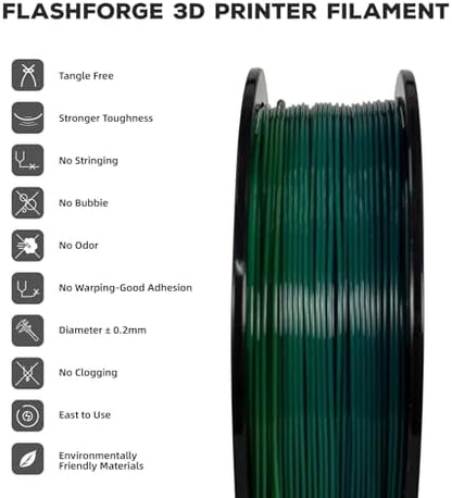 FLASHFORGE PLA Filament 1.75mm, 3D Printer Filament 1kg (2.2lbs) Spool, Dimensional Accuracy +/- 0.02mm, 3D Printing Filament Easy to Use and Fits for Most FDM 3D Printers (Rainbow)