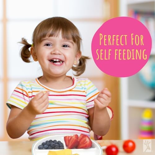 Elk and Friends Kids 7.8” Porcelain White Plates with Silicone Sleeves | Divided Plates | Suitable for Kids/Toddlers | Microwave & Dishwasher Safe | Non Slip | Snack Dishes…