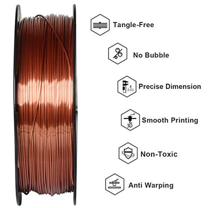 GIANTARM 3D Printer Filament, Silk Copper Pla Filament, 1Kg(2.2lbs) Spool, 1.75mm Dimension Accuracy +/- 0.03mm, 3D Printing Filament