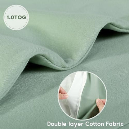 Yoofoss Baby Sleep Sack 6-12 Months TOG 1.0 Baby Wearable Blanket, 2 Pack 100% Organic Cotton Infant Toddler Sleeping Sack 2-Way Zipper Lightweight Sleep Sack