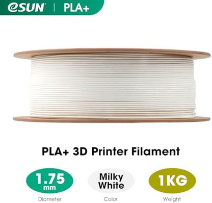 eSUN PLA+ Filament 1.75mm, 3D Printer Filament PLA Plus, Dimensional Accuracy +/- 0.03mm, 1KG Spool (2.2 LBS) 3D Printing Filament for 3D Printers, Milky White