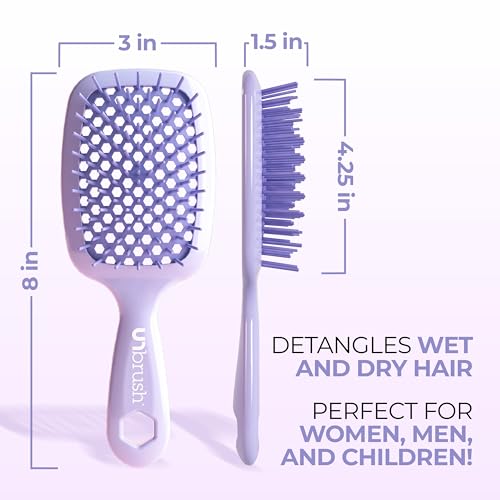 FHI Heat UNbrush Detangling Brush for Pain-Free Brushing on All Wet or Dry Hair Types — Durable DuoFlex Anti-Static Bristles, Lightweight Handle, Vented Hair Brush