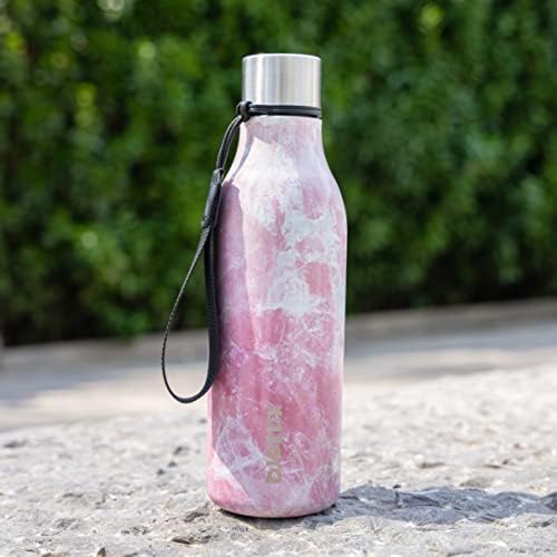 BJPKPK Insulated Water Bottles, 25 oz Stainless Steel Metal Water Bottle with Strap, BPA Free Leak Proof Thermos, Mugs, Flasks, Reusable Water Bottle for Sports & Travel, Blossom