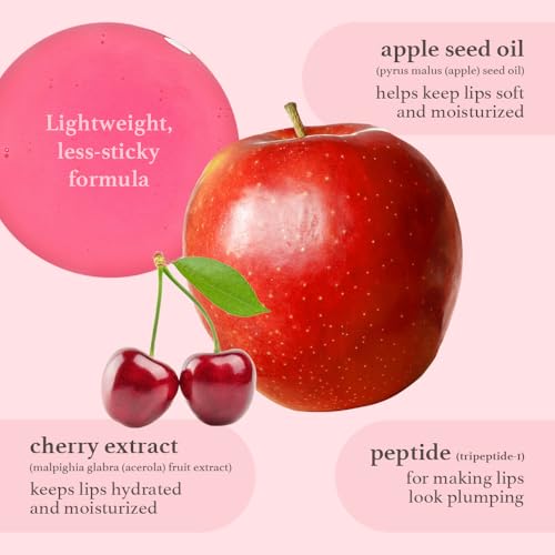 NOONI Vegan Appleseed Lip Oil Set - Applecherry & Appleplum | Long-Lasting, Moisturizing, Plumping, Revitalizing for Dry Lips, Waterproof, No Peel Off, Korean Tint, 0.12 FL Oz x 2ea