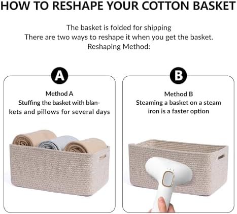 Large Storage Baskets for Shelves, Closet Organizers Bins for Clothes Blanket Towels, Baby Nursery, Toy Baskets Box, Woven Rope Baskets, 17 x 13 x 7.5”, 3 Packs Mixed Brown