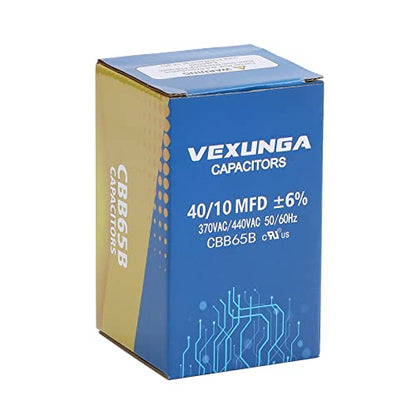 40/10 uF 40+10 MFD 370VAC or 440VAC Dual Run Start Round A/C Capacitor CBB65 CBB65B Air Conditioner Capacitors for AC Unit Fan Motor Start or Heat Pump or Condenser Straight Cool