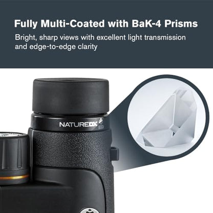Celestron–Nature DX ED 10x42 Premium Binoculars –Extra-Low Dispersion Objective Lenses –Outdoor and Birding Binocular–Fully Multi-Coated with BaK-4 Prisms–Rubber Armored – Fog & Waterproof Binoculars