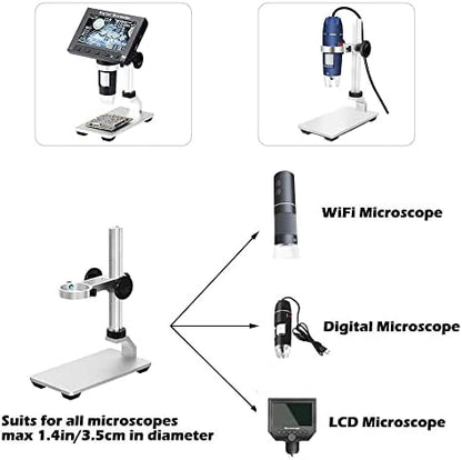 Ninyoon Universal Microscope Stand Pro, Stable Professional Aluminum Alloy Scope Base Holder Support Bracket for Max Diameter 1.4" USB Digital Wireless WiFi Microscope Endoscope Magnifier Camera