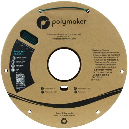Polymaker PLA PRO Filament 1.75mm 1kg, Tough & High Rigidity Blue-Green 3D Printing Filament, PolyLite PLA PRO 3D Printer Filament 1.75mm, Print with Most 3D Printers