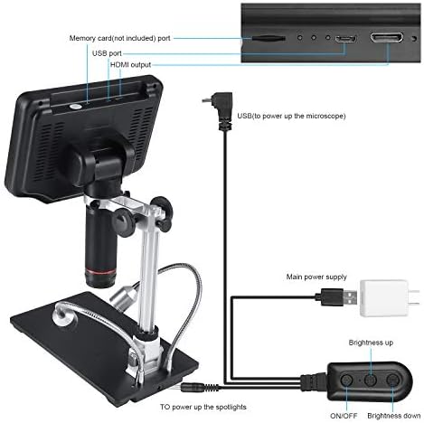 Andonstar AD407 3D HDMI Soldering Digital Microscope with 4MP UHD and 7 inch Adjustable LCD Screen USB Video Microscopes for Phone Repairing SMT SMD DIY