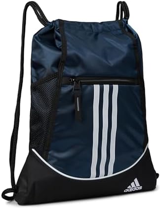 adidas Alliance Sackpack, Drawstring Backpack, Lightweight Small Gym Bag for Women and Men, Team Navy Blue, One Size