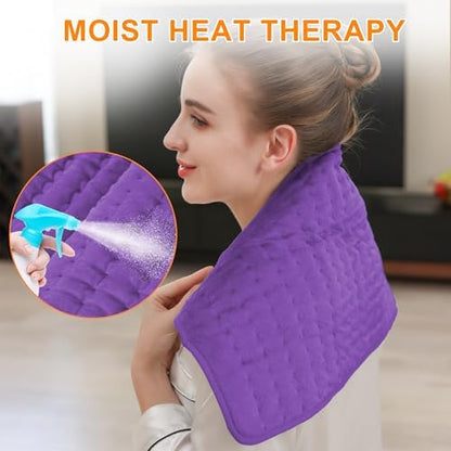Heating Pad-Electric Heating Pads for Back,Neck,Abdomen,Moist Heated Pad for Shoulder,Knee,Hot Pad for Arms and Legs,Dry&Moist Heat & Auto Shut Off(Purple, 12''×24'')