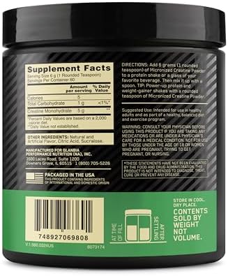 Optimum Nutrition Micronized Creatine Monohydrate Powder, Blueberry Lemonade Creatine, 60 Servings, 360 Grams (Packaging May Vary)
