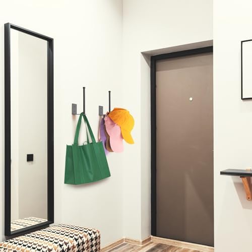 4 Pack Hat Racks for Baseball Caps, Stainless Steel Hat Organizer for Baseball Cap, Hat Holder Storage Organizer, H at Hanger Strong Adhesive/Wall Drilled for Door, Bedroom, Closet(Black 6 in)