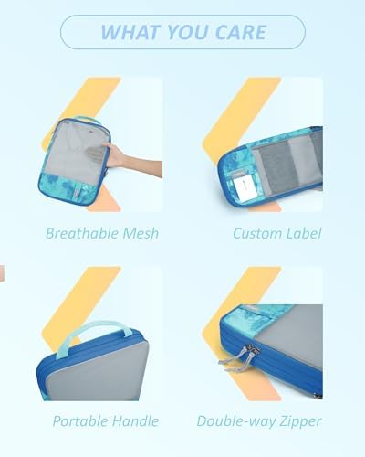 BAGSMART 6 Set Compression Packing Cubes - Lightweight Travel Essentials, Durable Luggage Organizer