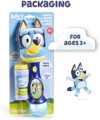 Little Kids BLUEY Light and Sound Musical Bubble Wand, Includes Bubble Solution