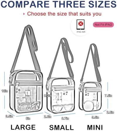 USPECLARE Clear Purse Stadium Approved CrossBody Bag for Men and Women