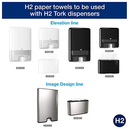 Tork Xpress Soft Multifold Hand Towel White with Blue Leaf Print + Tork Multifold Hand Towel Natural H2
