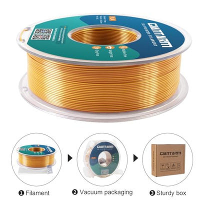 GIANTARM Dual Color PLA Filament, Silk PLA Filament 1.75mm +/-0.02mm,1KG Spool(2.2lbs) Vacuum Packaging, 3D Printing Filaments Fit Most FDM Printer