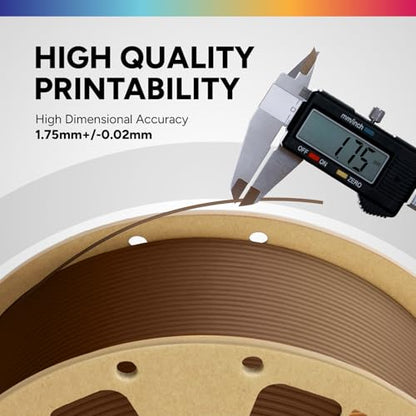OVERTURE PLA Filament 1.75mm, Neatly Wound 3D Printer Filament 1kg Spool (2.2lbs), Dimensional Accuracy +/- 0.02 mm, Fit Most FDM 3D Printers (Chocolate)