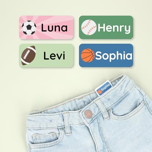 – Personalized Name Labels for Kids (120) – Waterproof & Durable Stickers for Clothing, School & Daycare Items - Sports