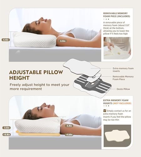 Osteo Cervical Pillow for Neck Pain Relief, Hollow Design Odorless Memory Foam Pillows with Cooling Case, Adjustable Orthopedic Bed Pillow for Sleeping, Support for Side Back Sleepers