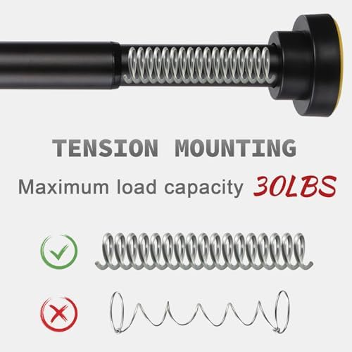 Shower Curtain Rod Adjustable 43-78 inch, 1"Diameter Spring Tension Curtain Rod No Drill, Anti-Rust Non-Slip Shower Rod, Black Shower Curtain Rod for Bathroom Tension