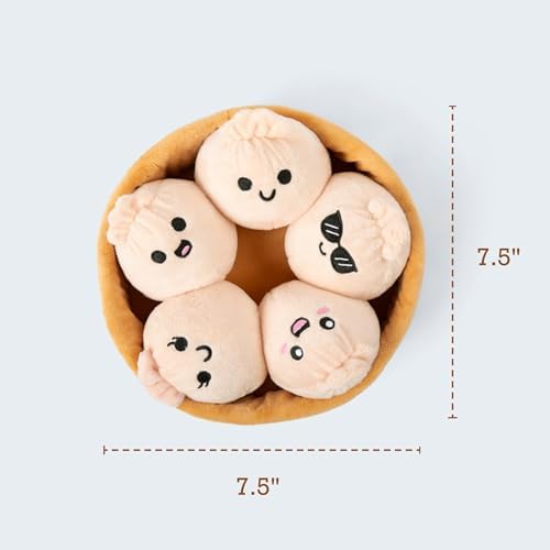 Emotional Support Dumplings by Relatable, Cuddly Stuffed Animals and Toys, Squishy Toys and Plushies, Great Gift Ideas for Loved Ones of All Ages, Includes 5 Plushies with Carrying Basket