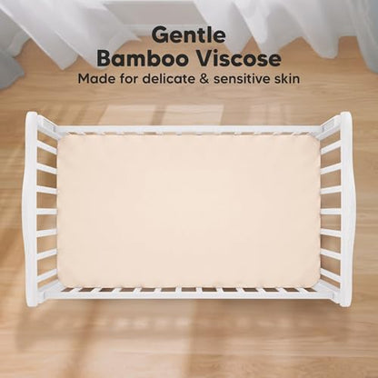 KeaBabies 2-Pack Baby Crib Sheets for Boys, Girls - 52x28 Viscose Derived from Bamboo Toddler Bed Sheets Neutral, Fitted Crib Mattress Cover for Standard Baby Bedding, Soft & Cozy (Cameo)