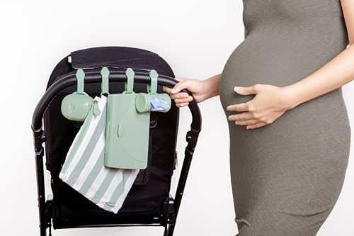 Ubbi On-The-Go Diapering Gift Set, Includes Changing Mat and Bag, Wipes Dispenser, Pacifier Holder and Bag Dispenser, Newborn Essentials, Sage