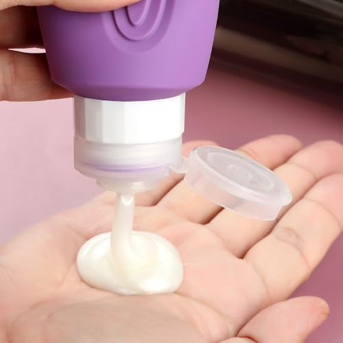 Travel Bottles for Toiletries, Large 6oz Oversize Containers, BPA Free Leak Proof Tubs Refillable Liquid Traveler Accessories with Toiletry Bag for Cometic Shampoo and Lotion Soap (4 Pack)