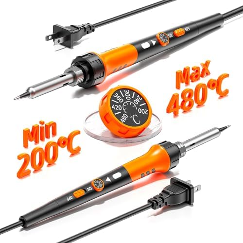 Soldering Iron Premium Kit, 60W Soldering Gun with Ceramic Heater, 12-in-1 Soldering Tool, Adjustable Temperature 200 to 450°C, Includes Soldering Iron Tip, Solder Wire, Pump and Paste