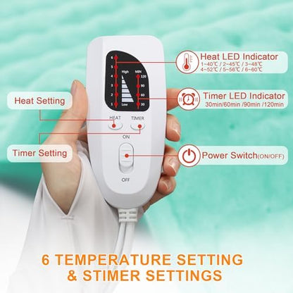 Heating Pad-Electric Heating Pads for Back,Neck,Abdomen,Moist Heated Pad for Shoulder,Knee,Hot Pad for Arms and Legs,Dry&Moist Heat & Auto Shut Off(Babygreen, 12''×24')
