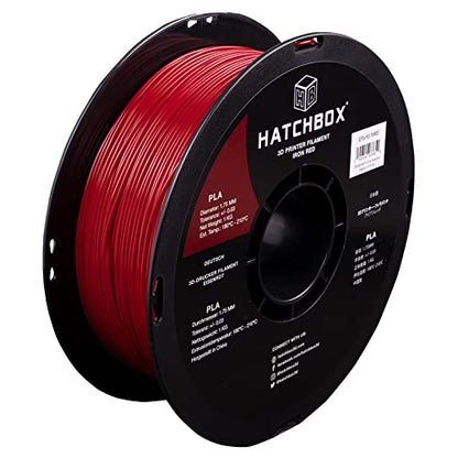 HATCHBOX 1.75mm Iron Red PLA 3D Printer Filament, 1 KG Spool, Dimensional Accuracy +/- 0.03 mm, 3D Printing Filament