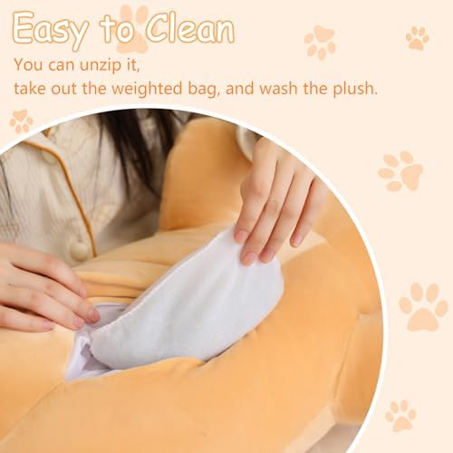 SQEQE Weighted Dog Plush, Weighted Dog Stuffed Animal, Cute Larbrador Plushies Soft Pillow Toy Gift for Kids Adults Brown 23.6 Inch, 3.1 Lbs