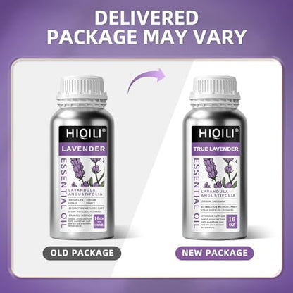 HIQILI 16 Ounces Lavender Essential Oil Pure, 100% Natural for Aromatherapy Diffuser, Skin Care, Hair, Includes Premium Glass Dropper-16 Fl Oz