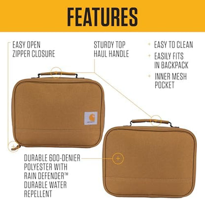Carhartt Insulated Lunch Cooler For Men and Women, Fully Insulated Lunch Pale for Work, Outdoor, and Everyday Use, 4 Can (Carhartt Brown)