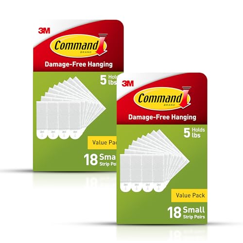 Command 4 lb Small Picture Hanging Strips 36 Pairs (72 Strips), Damage-Free Hanging Picture Hangers, No Tools Wall Hanging Strips for Home Decor, White Adhesive Strips