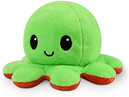 TeeTurtle - The Original Reversible Octopus Plushie - Red + Green - Cute Sensory Fidget Stuffed Animals That Show Your Mood, 4 inch