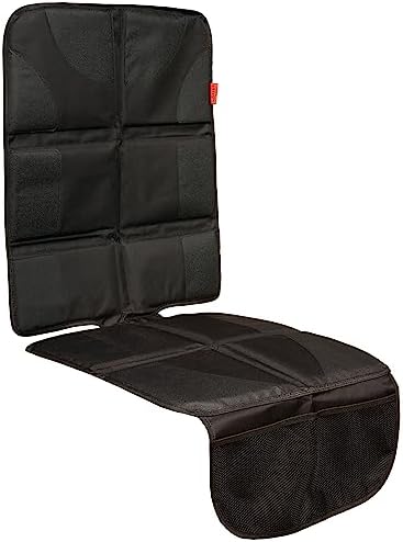 Lusso Gear Car Seat Protector for Baby Car Seat - Thick Padding - Seat Protector Under Baby Car Seat with 2 Mesh Storage Pockets - Black Waterproof Baby Car Seat Protector - Non-Slip Padded Backing