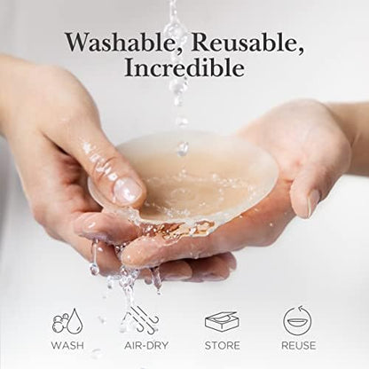 Nippies Nipple Covers for Women - Sticky Adhesive Silicone Pasties - Reusable Pasty Nipple Cover with Travel Box