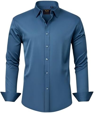 J.VER Men's Dress Shirts Solid Long Sleeve Stretch Wrinkle-Free Formal Shirt Business Casual Button Down Shirts